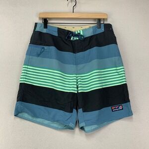Patagonia Wavefarer® Boardshorts 19" Mens 34 Fitz Stripe Pigeon‎ Blue Surf Swim